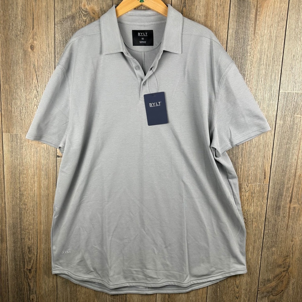 BYLT Premium Basics Bayside Short Sleeve Polo Shirt Storm Gray Men Size 3XL NEW